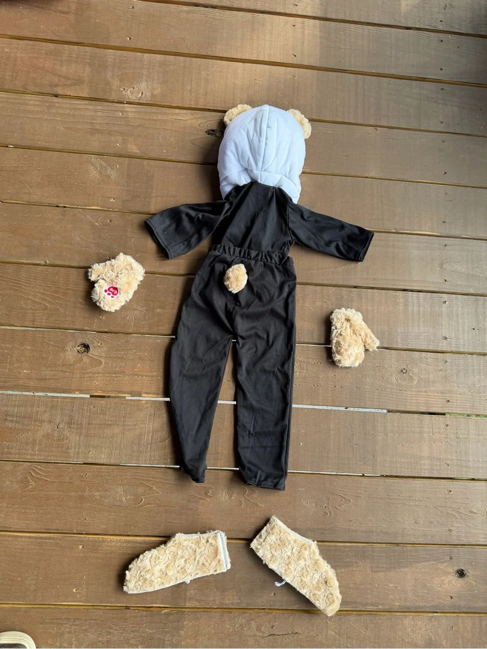 Build A Bear Black Skeleton Bear Costume with Plush Hood 12-18 months